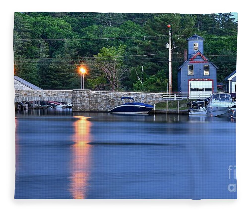 Alton Bay Fleece Blanket featuring the photograph Alton Fire Station by Steve Brown