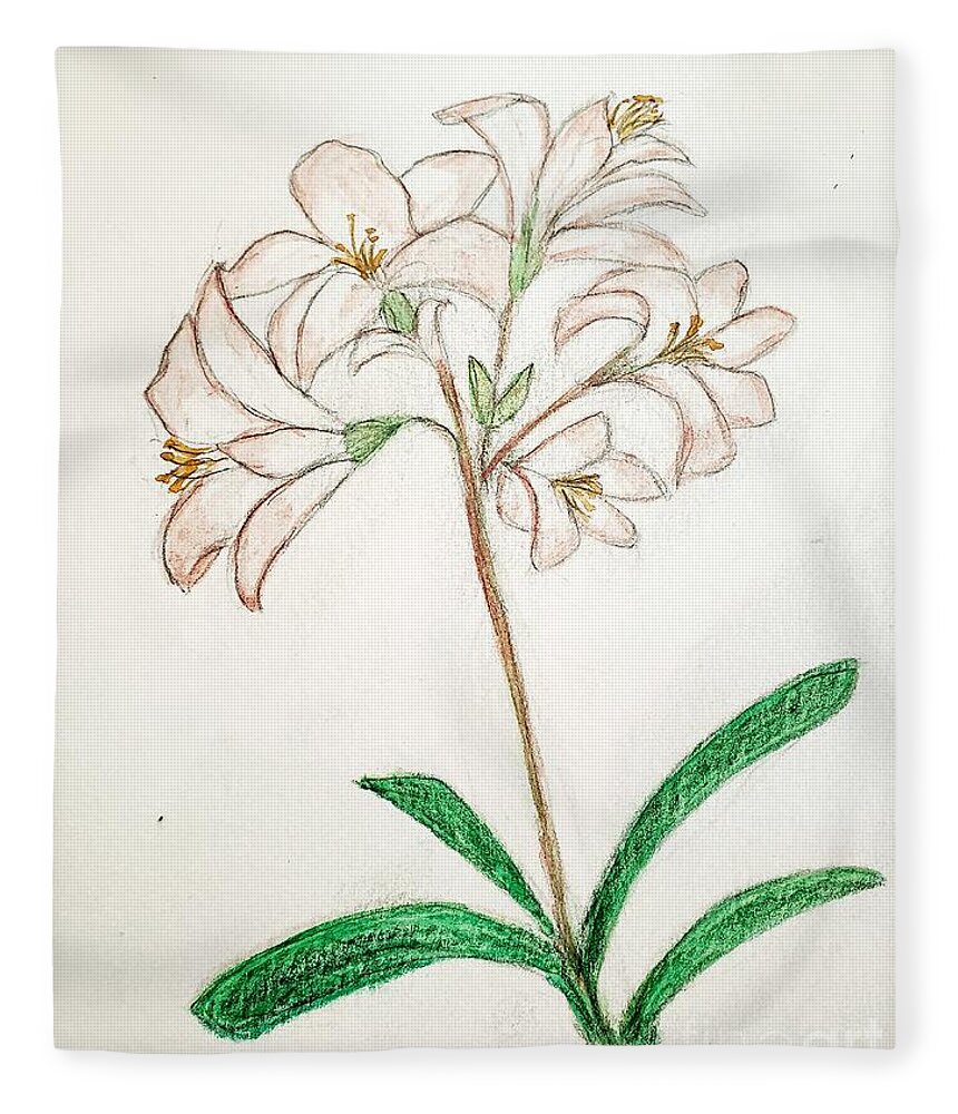 Beauty Fleece Blanket featuring the painting Amaryllis Lily by Margaret Welsh Willowsilk