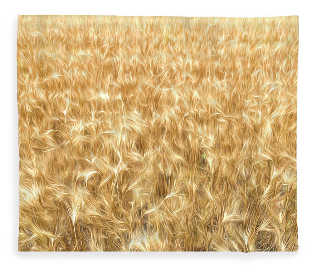 Wheat Fleece Blanket featuring the digital art Amber Waves by Brad Barton