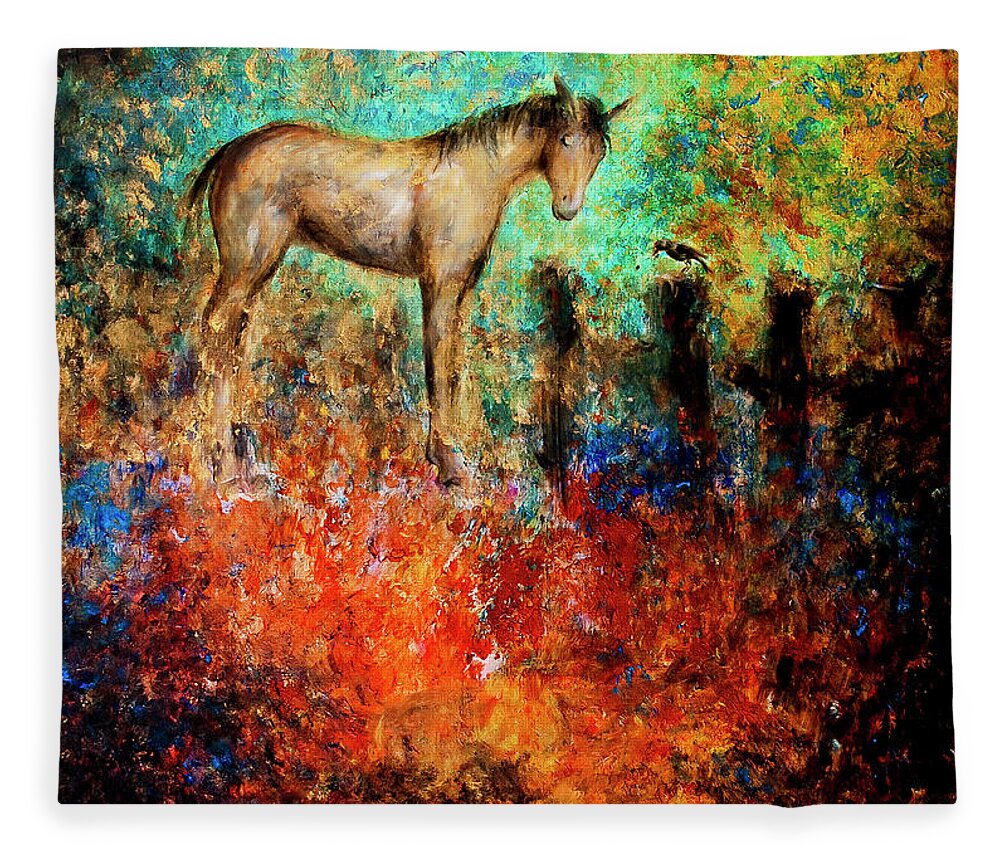 Horse Fleece Blanket featuring the painting Amigos by Nik Helbig