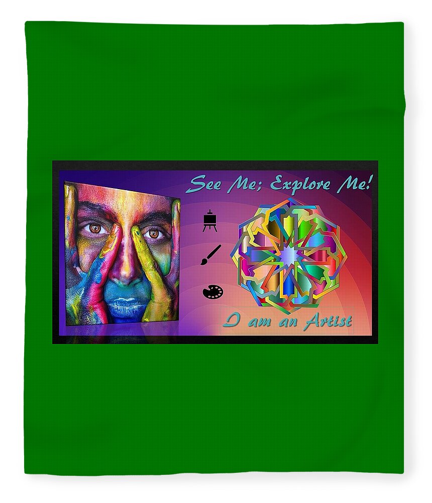 Art Fleece Blanket featuring the mixed media An Artist in Many Colors by Nancy Ayanna Wyatt