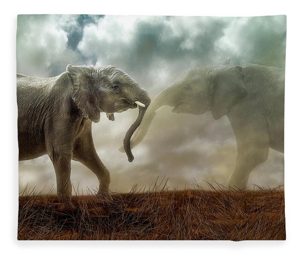 Elephant Fleece Blanket featuring the digital art An Elephant Never Forgets by Nicole Wilde