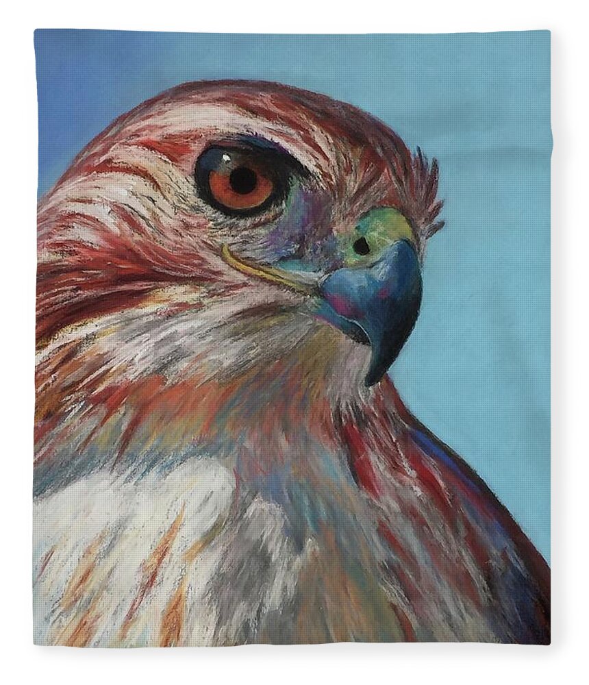 Bird Of Prey Fleece Blanket featuring the pastel An Eye on You by Lyn DeLano