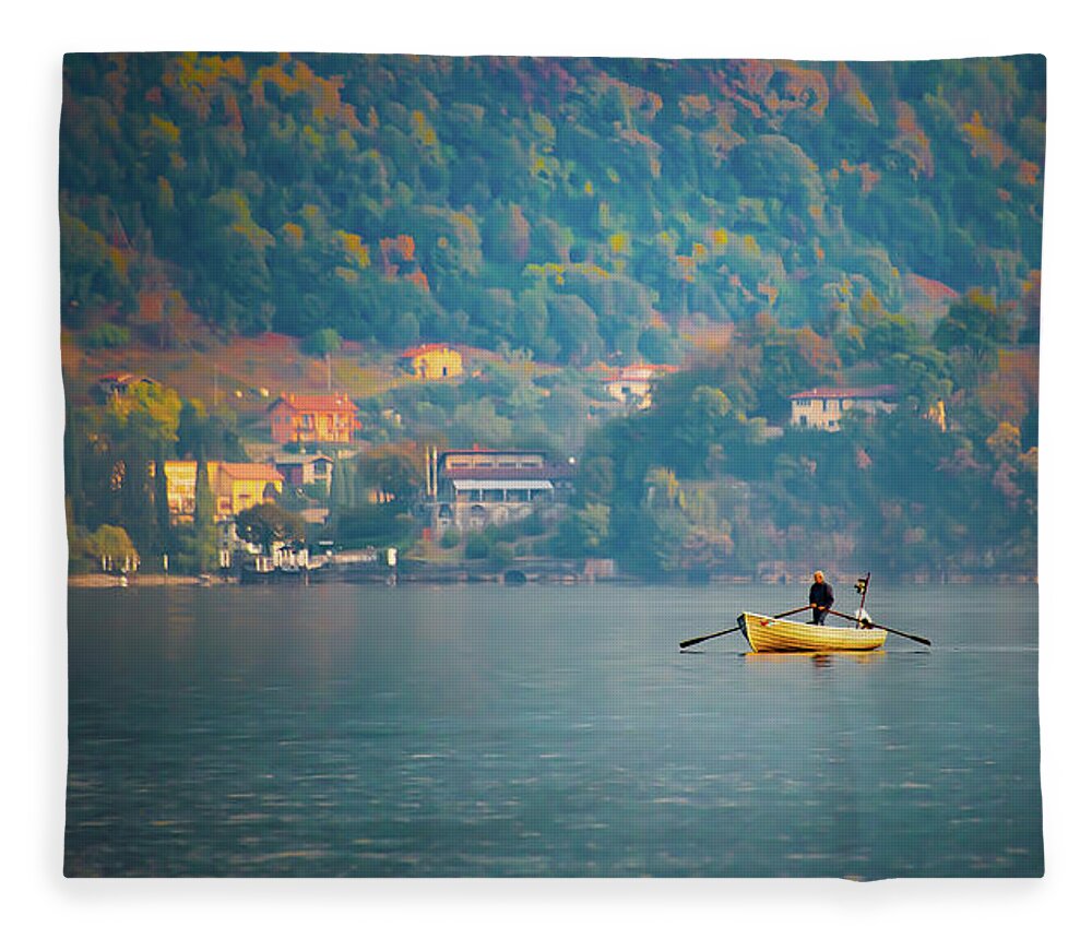Bellagio Fleece Blanket featuring the photograph An Italian Boat Trip by David Downs