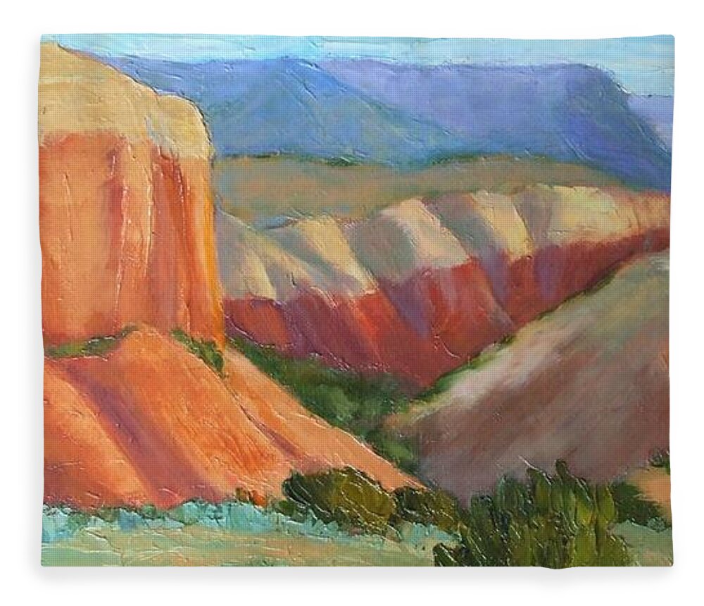 Landscape Fleece Blanket featuring the painting Ancient Hills by Marian Berg