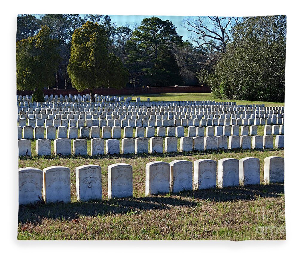 Civil War Fleece Blanket featuring the photograph Andersonville National Cemetery by Ron Long