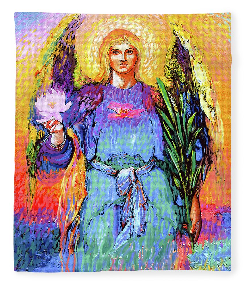 Spiritual Fleece Blanket featuring the painting Angel Love by Jane Small