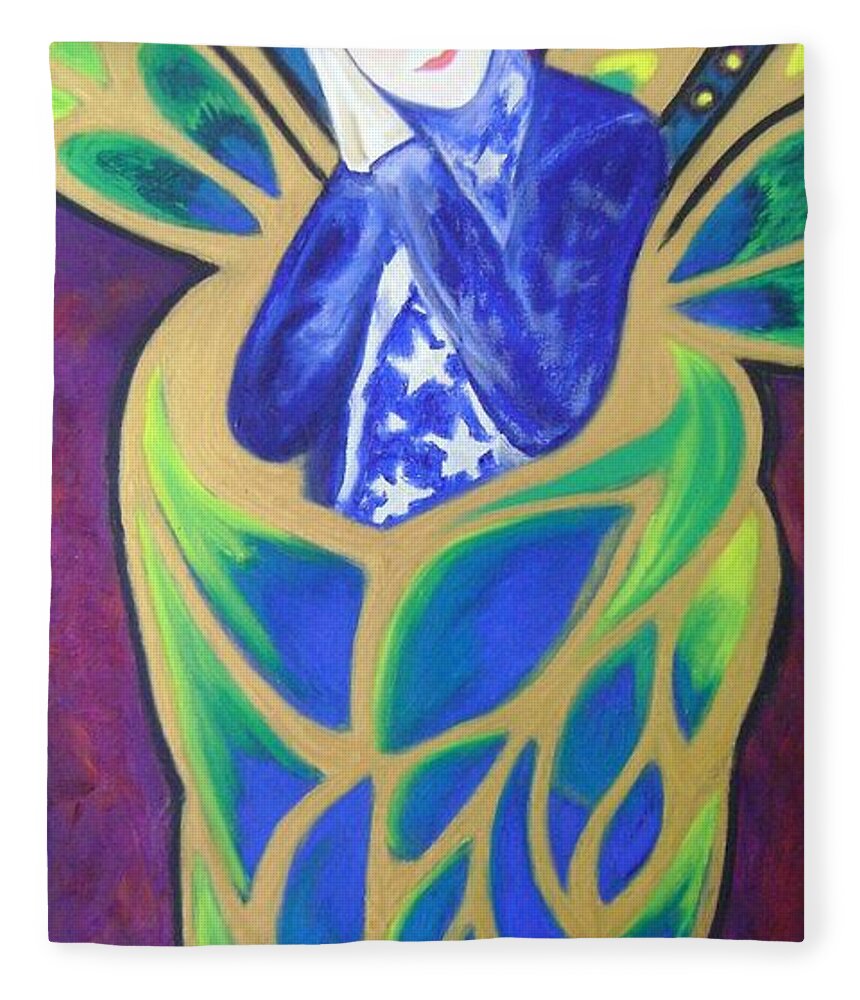 Angel Of Dreams Fleece Blanket featuring the painting Angel of Dreams by Therese Legere