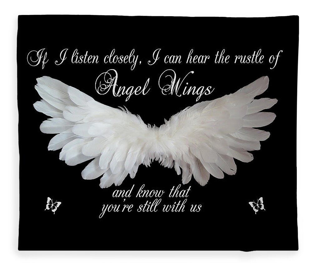 Angel Wings Quote Print In Black Fleece Blanket For Sale By Chevi Todd