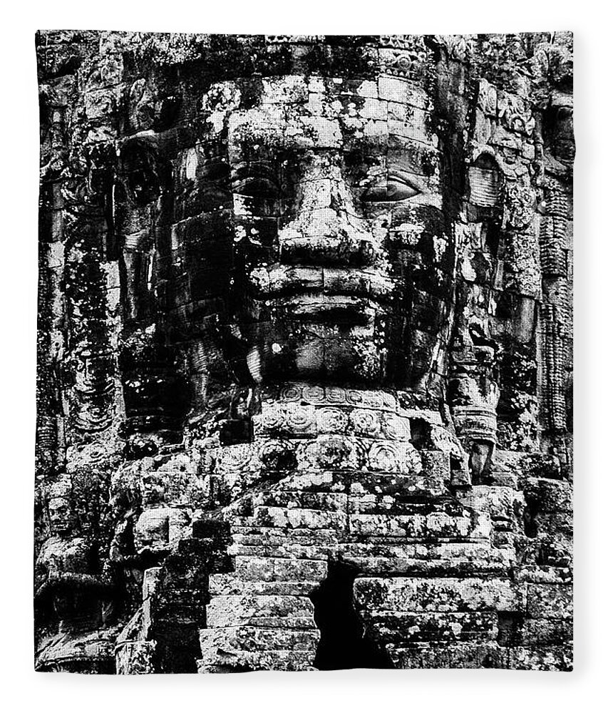 Battambang Fleece Blanket featuring the photograph Angkor Thom Gate to Bayon Temple by Arj Munoz