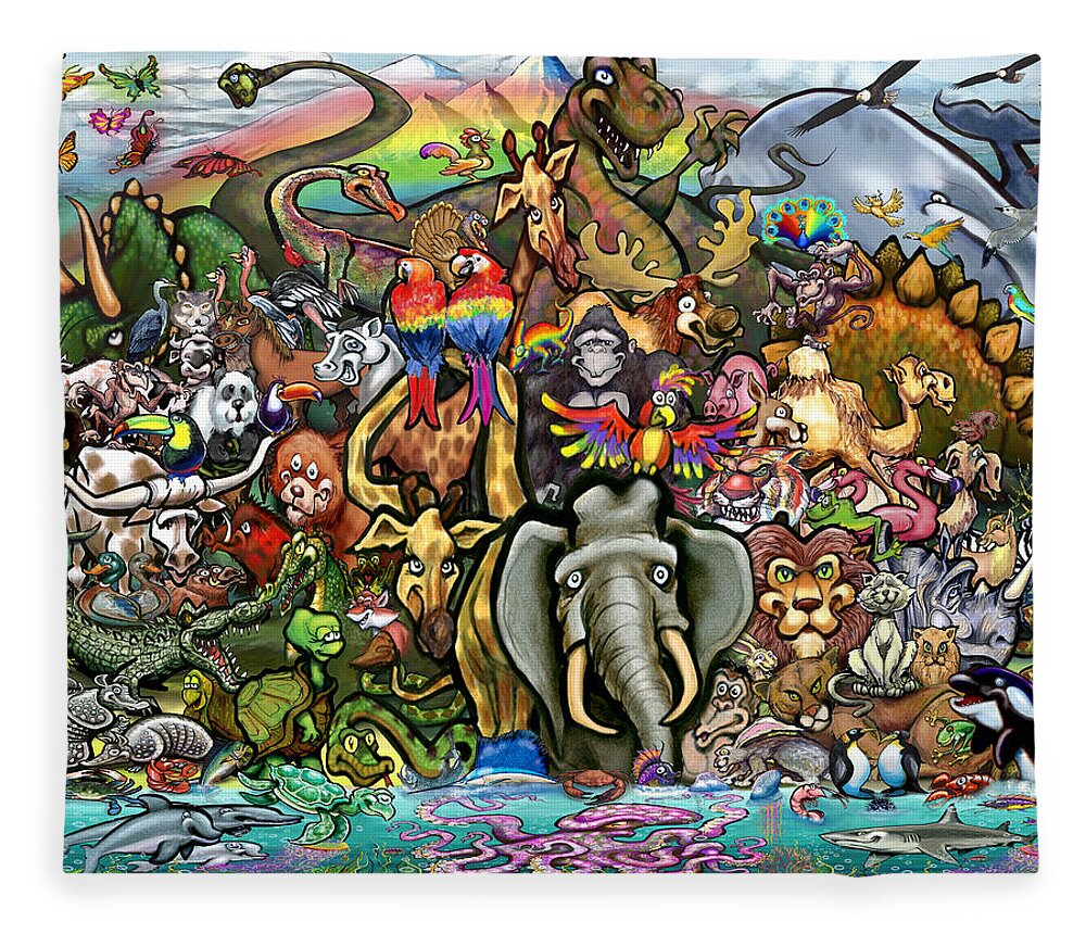 Animal Fleece Blanket featuring the digital art Animals of Planet Earth by Kevin Middleton