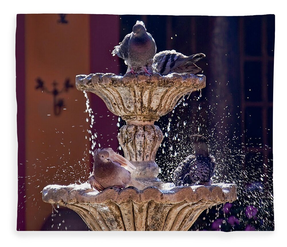 Water Fountain Fleece Blanket featuring the photograph Animated Water Fountain by Tatiana Travelways