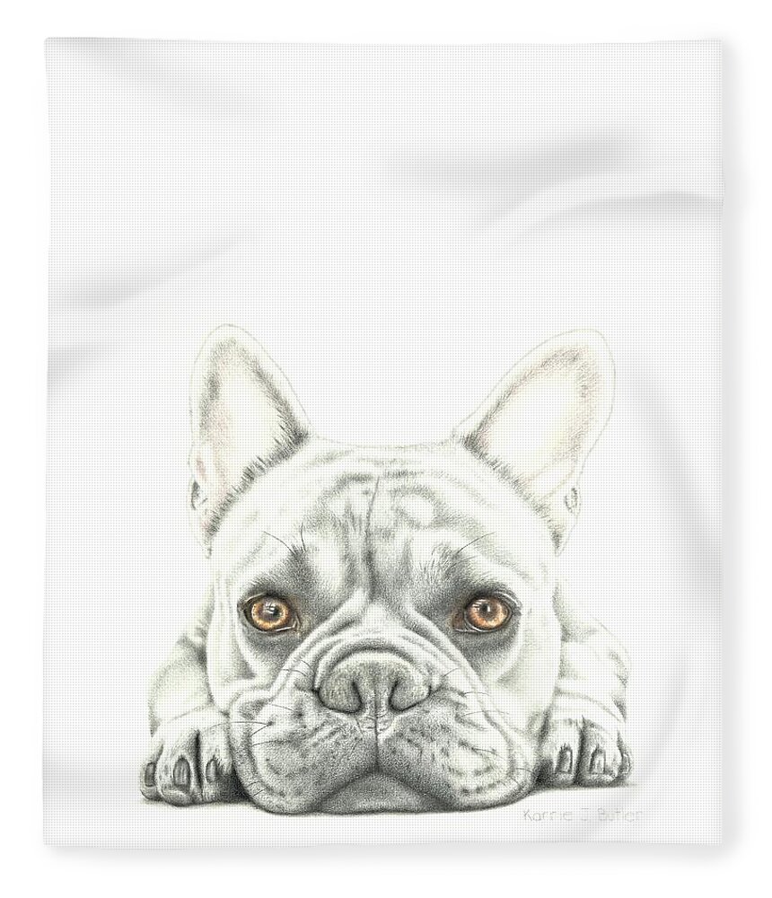 Bulldog Fleece Blanket featuring the drawing Another Monday by Karrie J Butler
