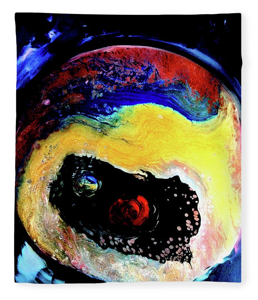 Planet Fleece Blanket featuring the painting Another World by Anna Adams