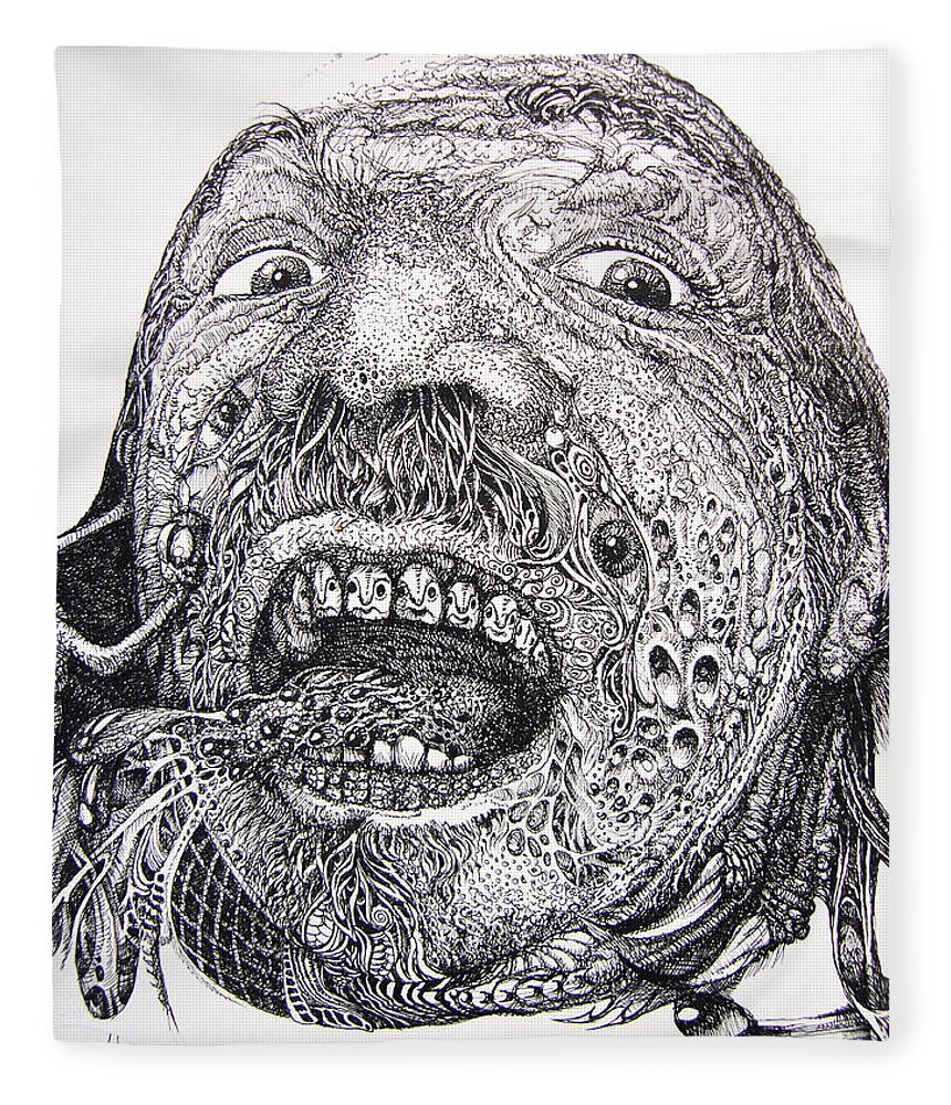 Surrealist Fleece Blanket featuring the drawing Antipods Screamer by Otto Rapp