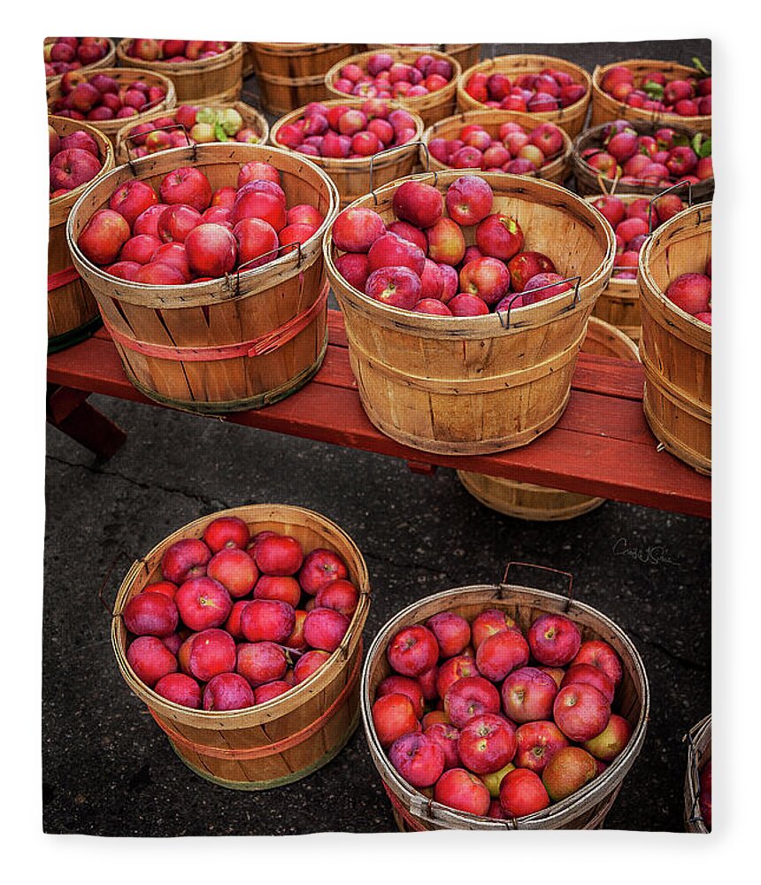 Farmers Market Fleece Blanket featuring the photograph Apple Baskets by Craig J Satterlee
