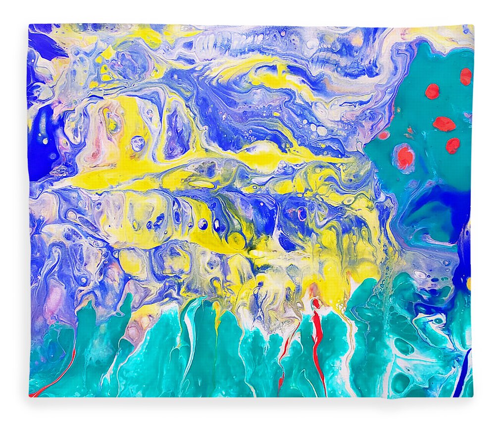 Abstract Fleece Blanket featuring the painting Apple Beach by Christine Bolden