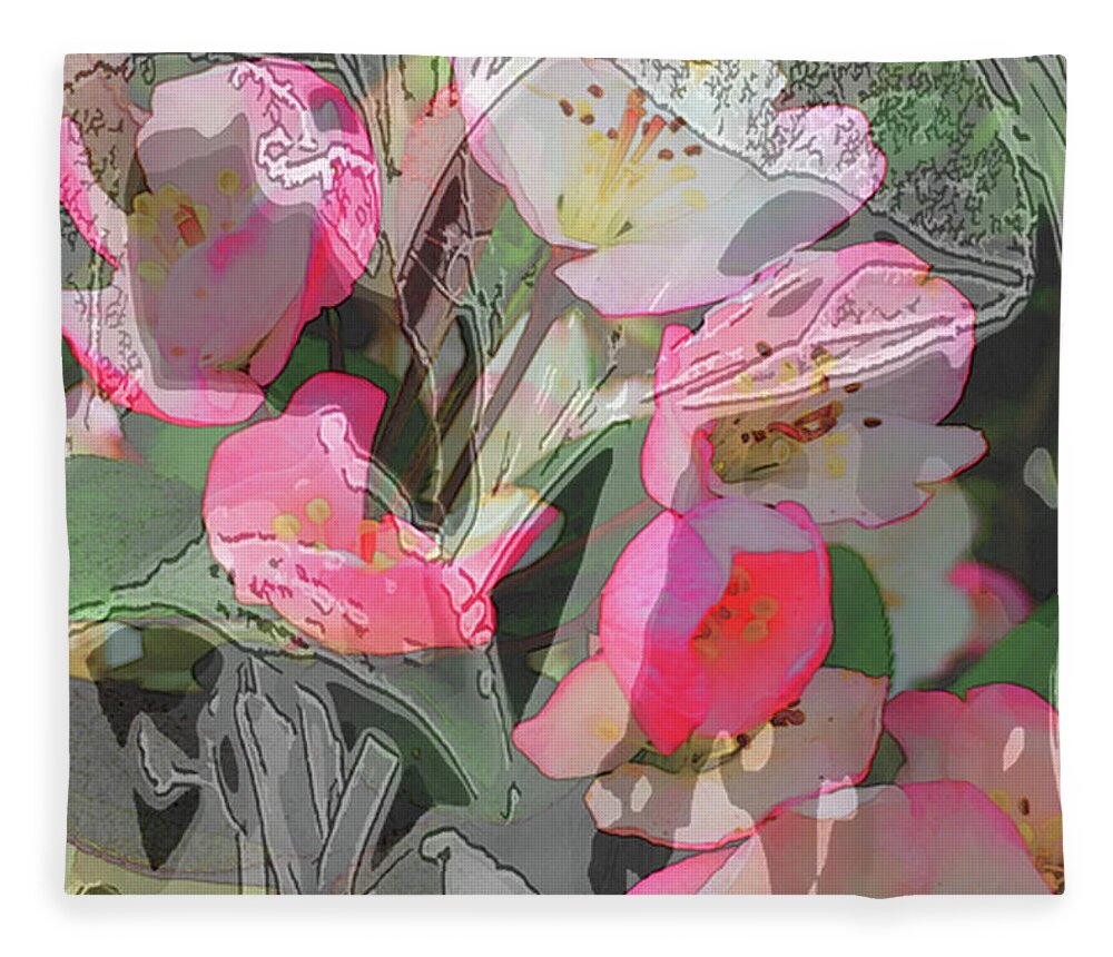 Flowers Fleece Blanket featuring the digital art Apple Blooms at Easter by Nancy Olivia Hoffmann
