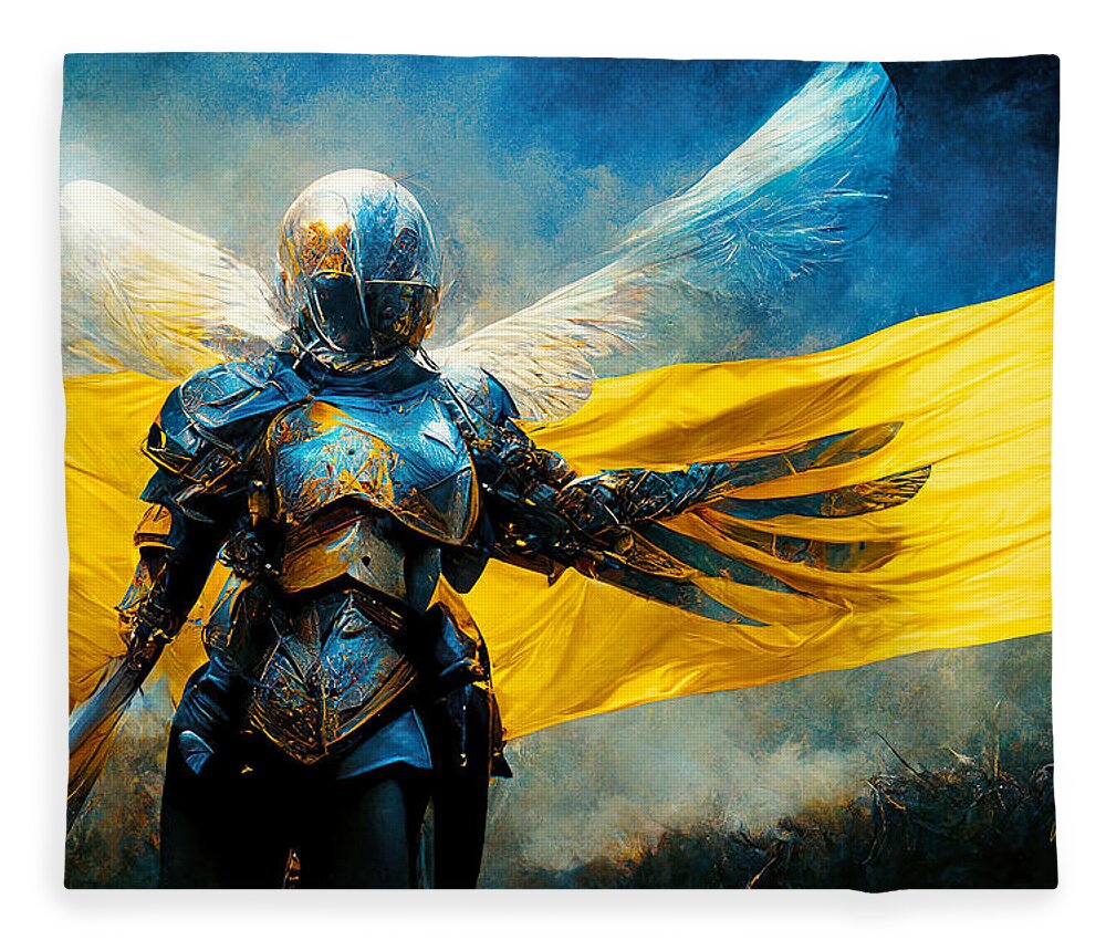 Angel Of Peace Fleece Blanket featuring the painting Archangel of Victory by Vart