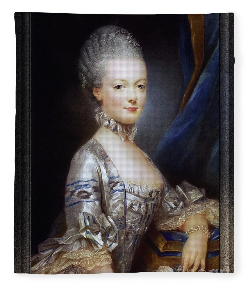Archduchess Maria Antonia Of Austria Fleece Blanket featuring the painting Archduchess Maria Antonia of Austria by Joseph Ducreux Classical Fine Art Old Masters Reproduction by Rolando Burbon