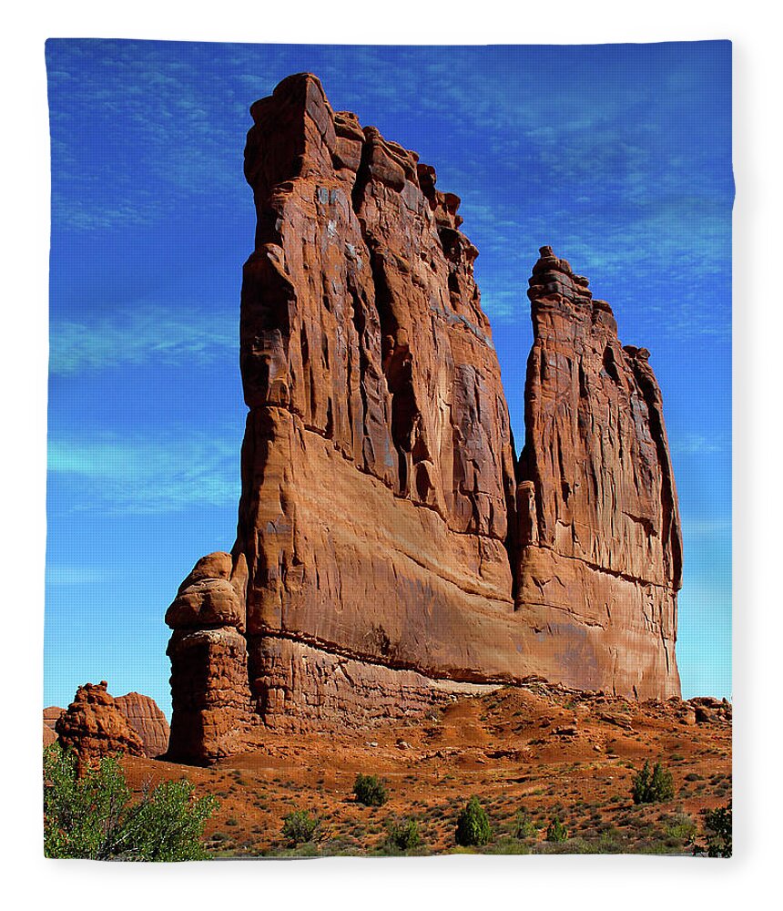 Desert Fleece Blanket featuring the photograph Arches National Park near Moab Utah 3 by Mike McGlothlen