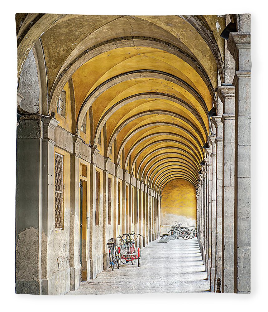 Lucca Fleece Blanket featuring the photograph Archway in Lucca by Marla Brown