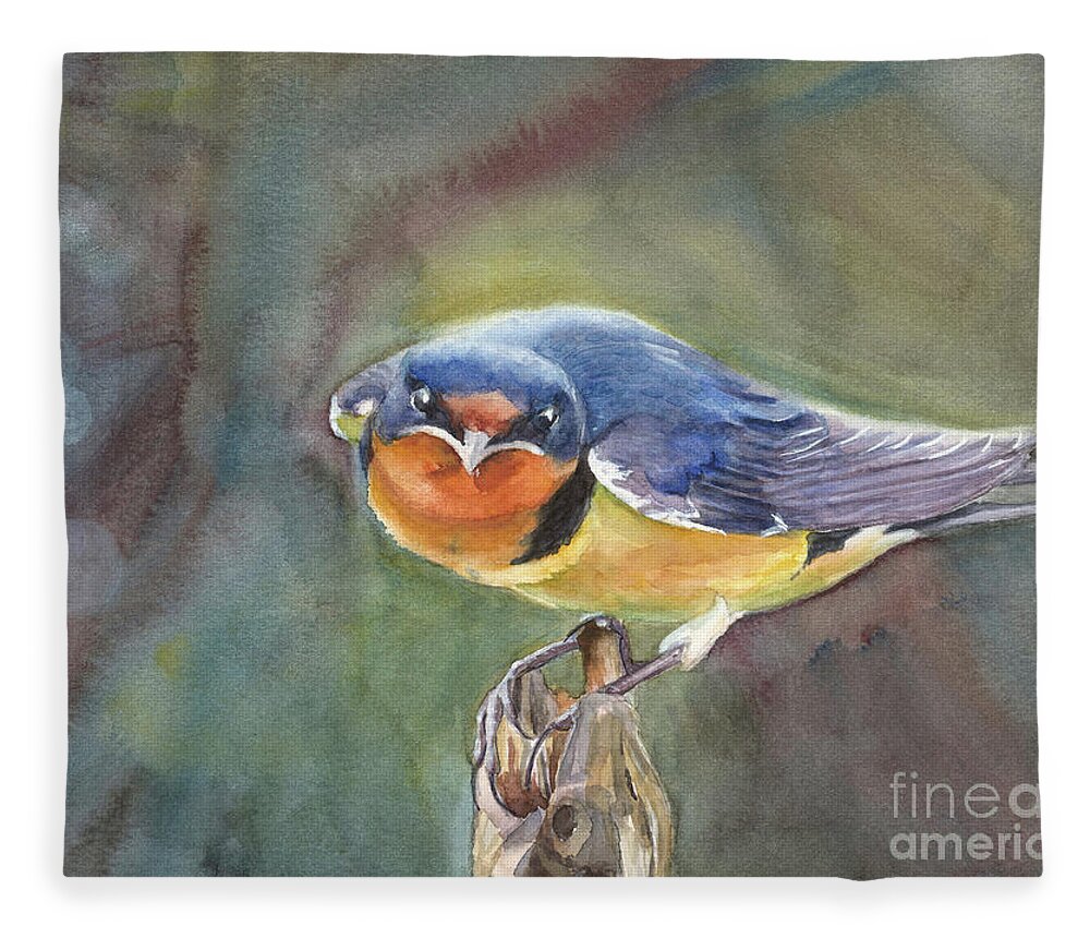 Barn Swallow Fleece Blanket featuring the painting Are you looking at me? by Vicki B Littell