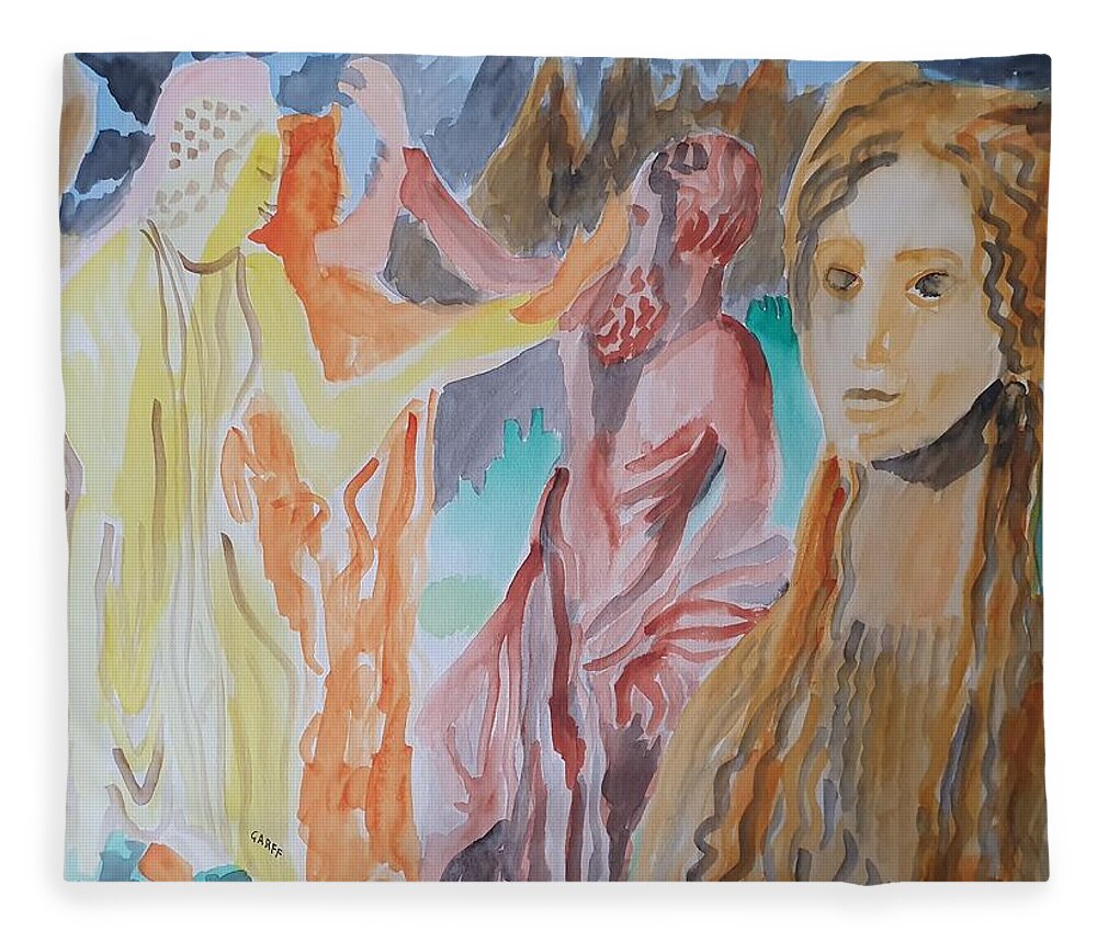 Sculpture Fleece Blanket featuring the painting Archcaic Hellenistic Beauty by Enrico Garff