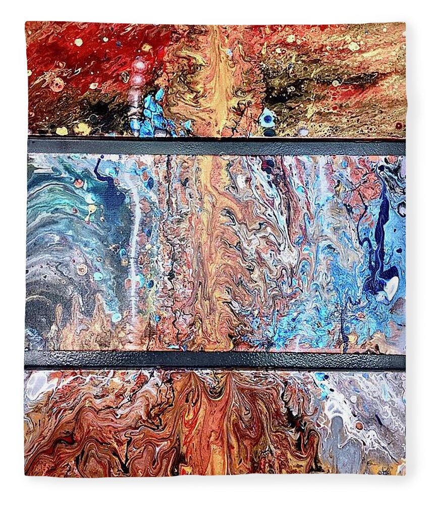 Acrylic Pour Fleece Blanket featuring the painting Ariadne's thread by David Euler