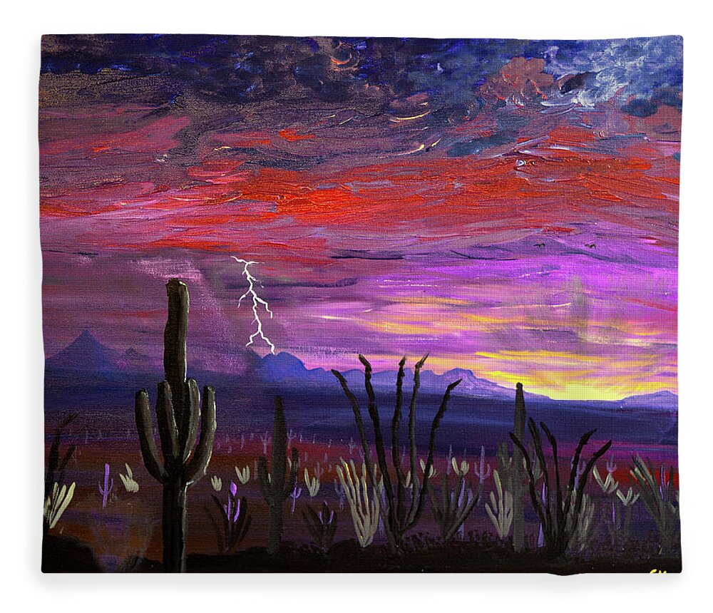 Arizona Fleece Blanket featuring the painting Arizona Summer by Chance Kafka