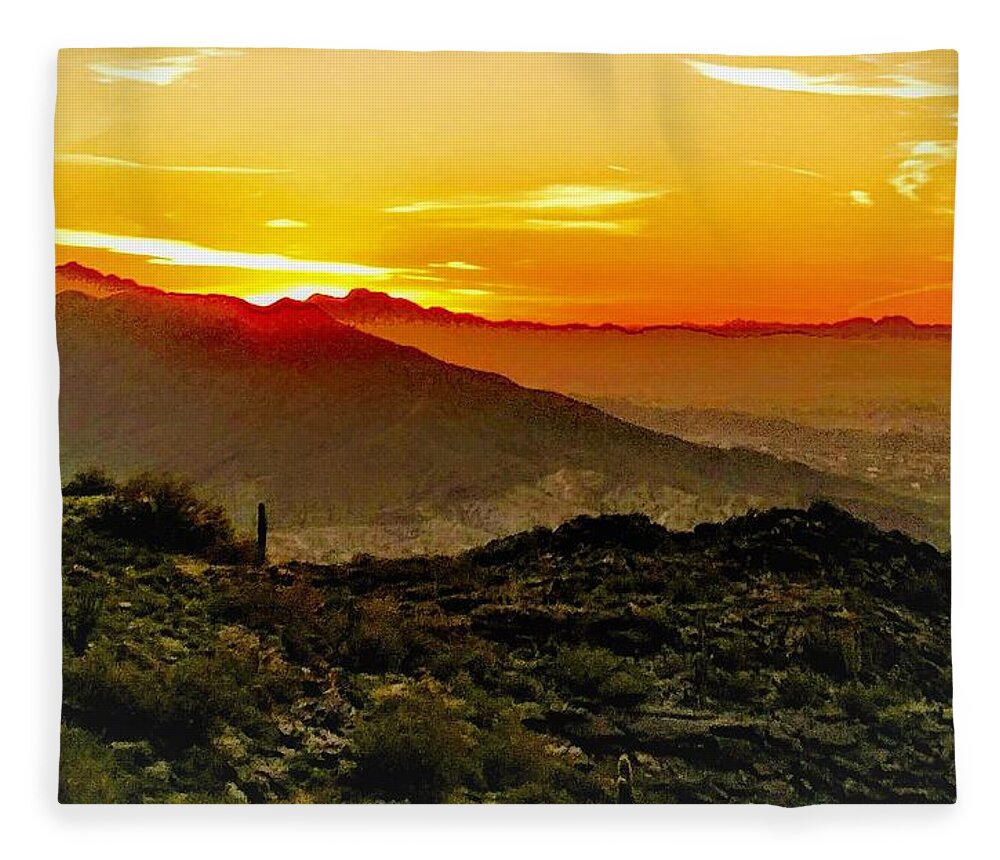 Fleece Blanket featuring the photograph Arizona Sunset by Brad Nellis