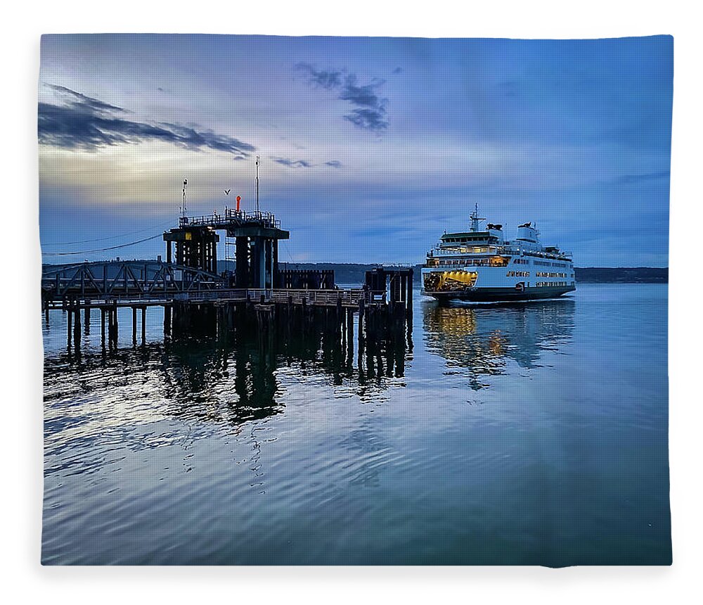 Sea Fleece Blanket featuring the photograph Arriving of ferry by Anamar Pictures