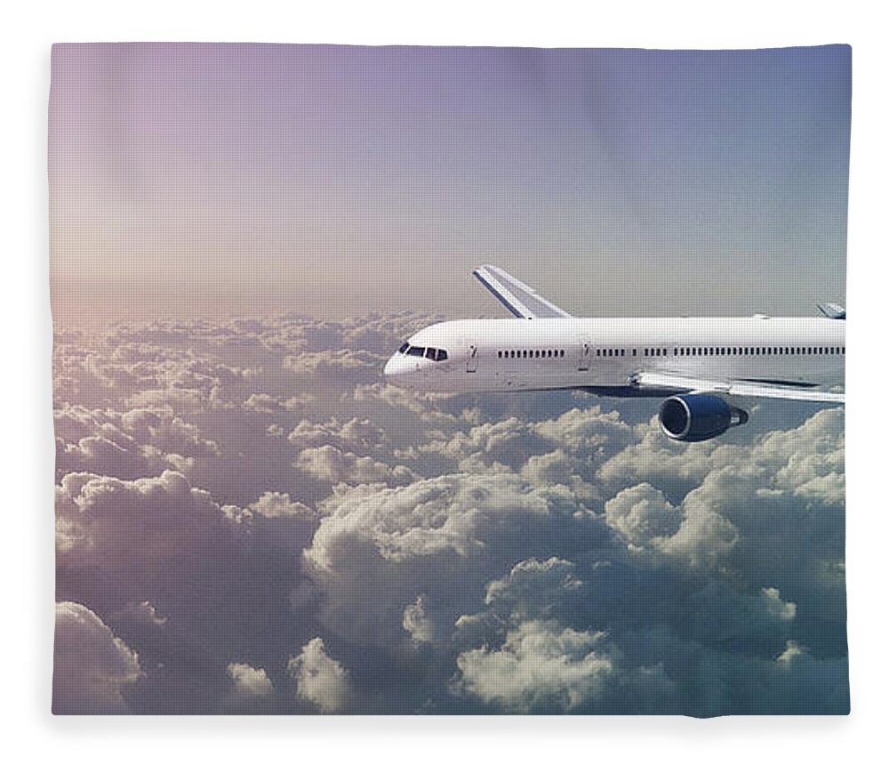 Aircraft Fleece Blanket featuring the digital art Art - Flight 715 by Matthias Zegveld