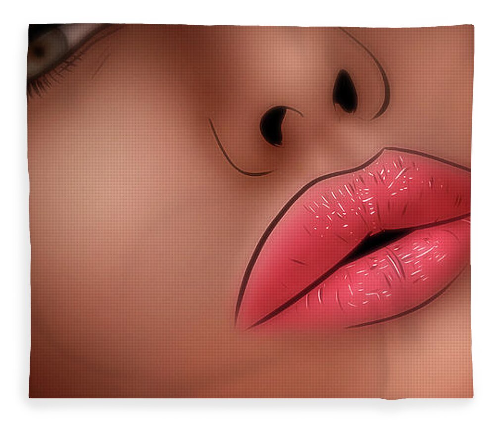 Kiss Fleece Blanket featuring the digital art Art - Fruitful Lips by Matthias Zegveld