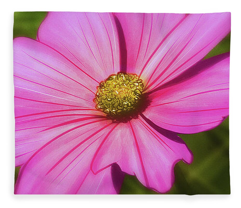 Flowers Fleece Blanket featuring the digital art Art - Pink Flower by Matthias Zegveld