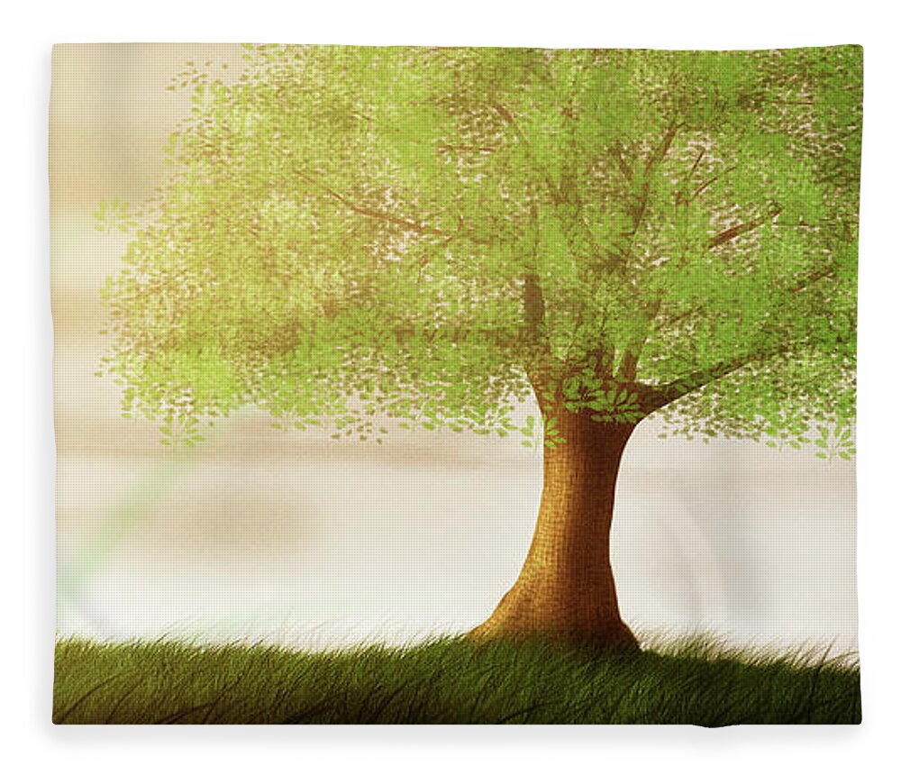 Tree Of Life Fleece Blanket featuring the digital art Art - Tree of Life by Matthias Zegveld