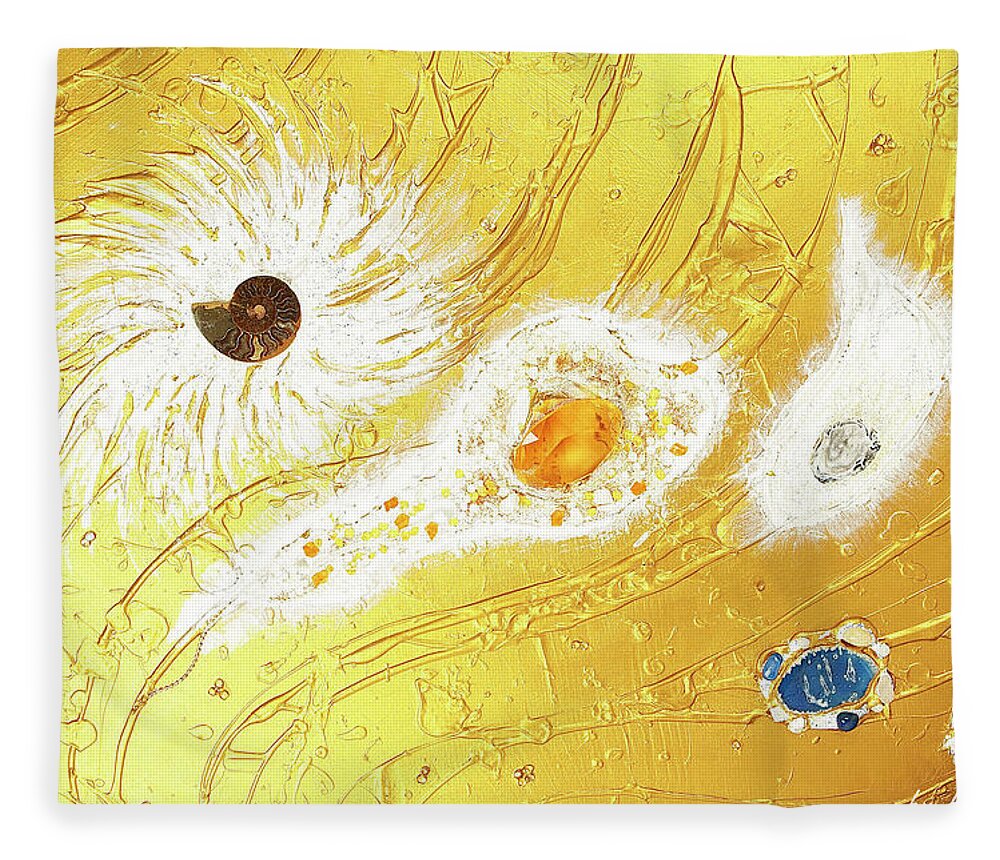 The Golden Peace Flow Of Creation Fleece Blanket featuring the relief Artscape No. 2 The golden peace flow of creation by Heidi Sieber
