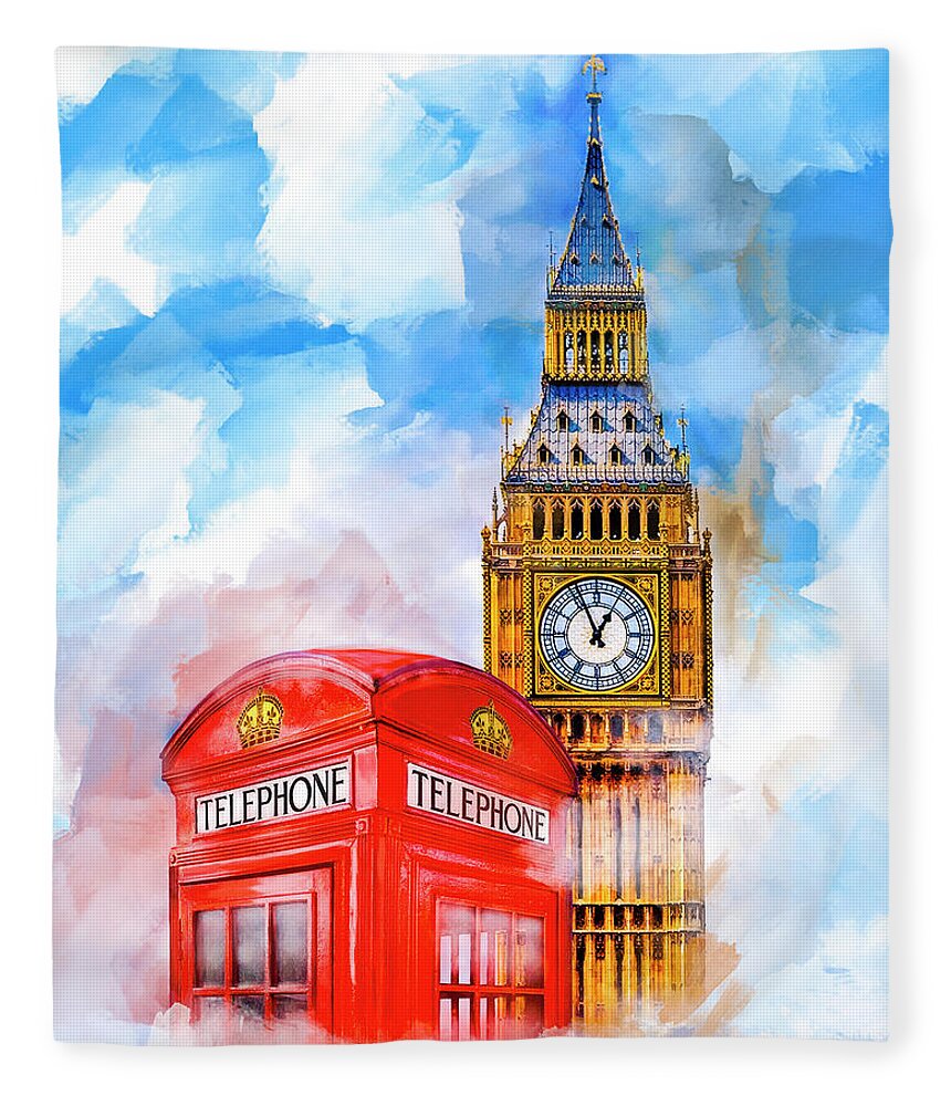 Georgia Fleece Blanket featuring the mixed media London Dreams by Mark Tisdale