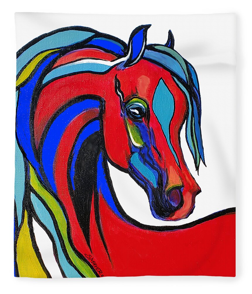 Artistsofinstagram Fleece Blanket featuring the painting A Colorful Horse by Stacey Mayer