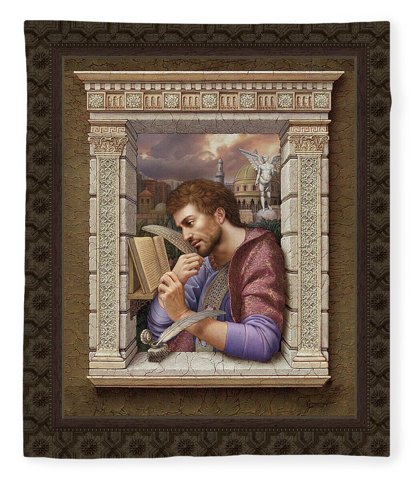 Christian Art Fleece Blanket featuring the painting St. Matthew 2 by Kurt Wenner