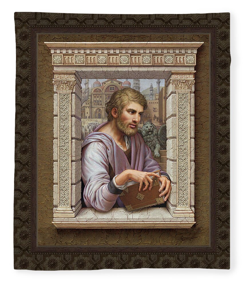 St. Mark Fleece Blanket featuring the painting St. Mark 2 by Kurt Wenner