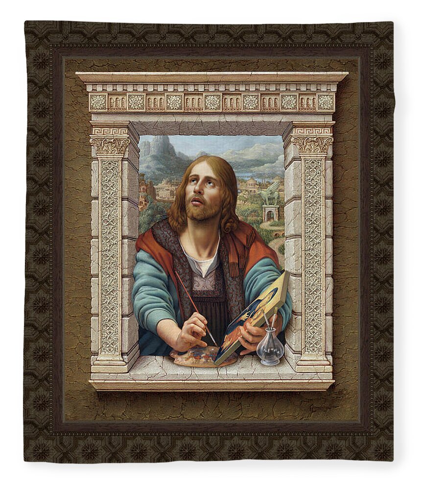 Christian Art Fleece Blanket featuring the painting St. Luke 2 by Kurt Wenner