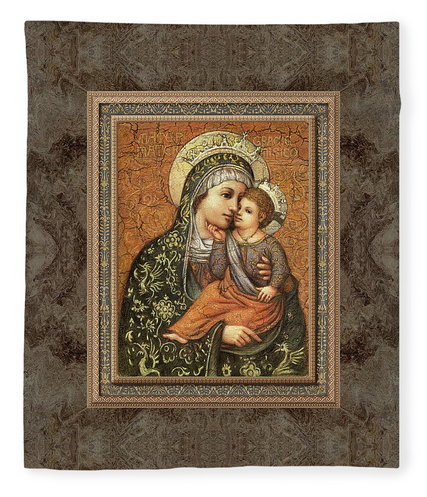 Christian Art Fleece Blanket featuring the painting Grazie Madonna by Kurt Wenner
