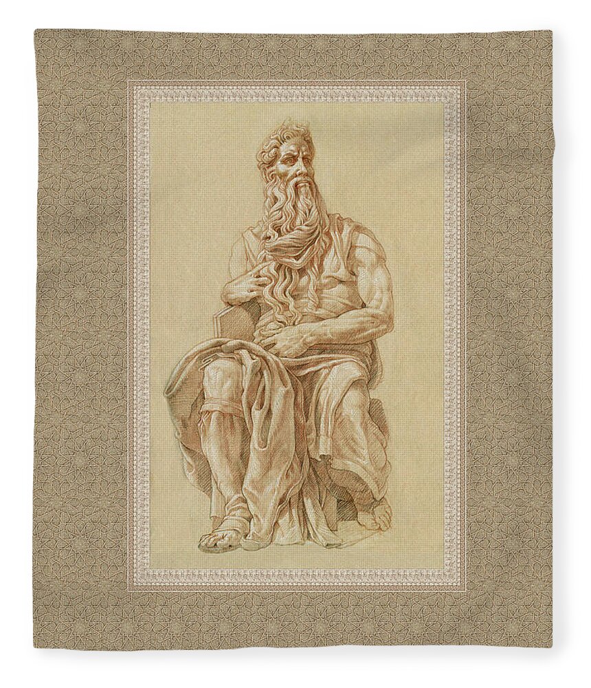 Moses Fleece Blanket featuring the drawing Moses by Kurt Wenner