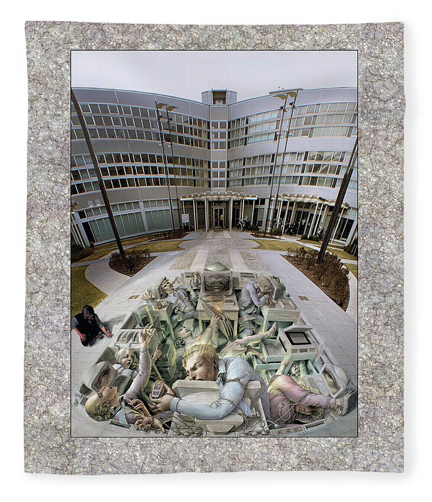 Officestress Fleece Blanket featuring the painting Office Stress by Kurt Wenner