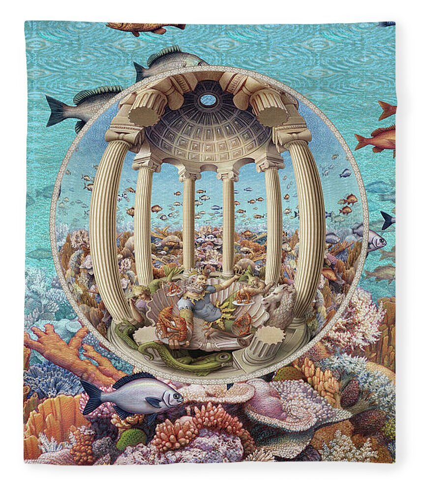 Caribbean Fleece Blanket featuring the painting Caribbean Fantasy by Kurt Wenner