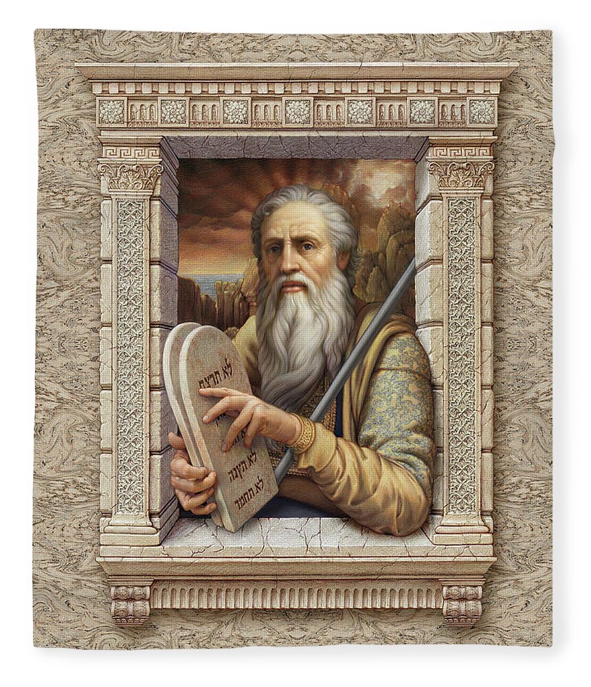 Christian Art Fleece Blanket featuring the painting Moses by Kurt Wenner