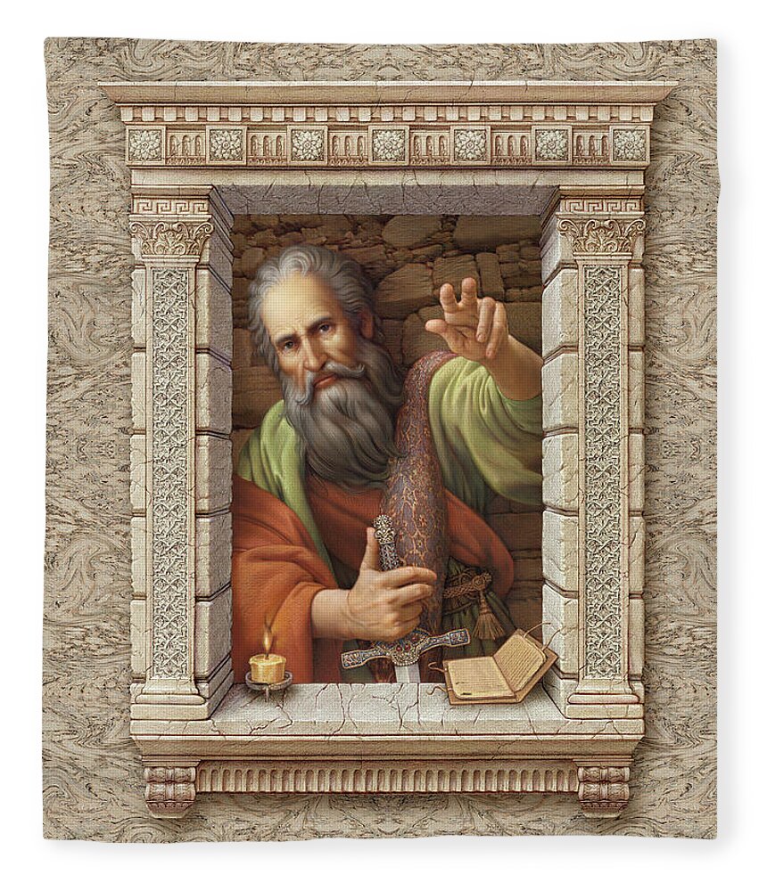 St. Paul Fleece Blanket featuring the painting St. Paul by Kurt Wenner
