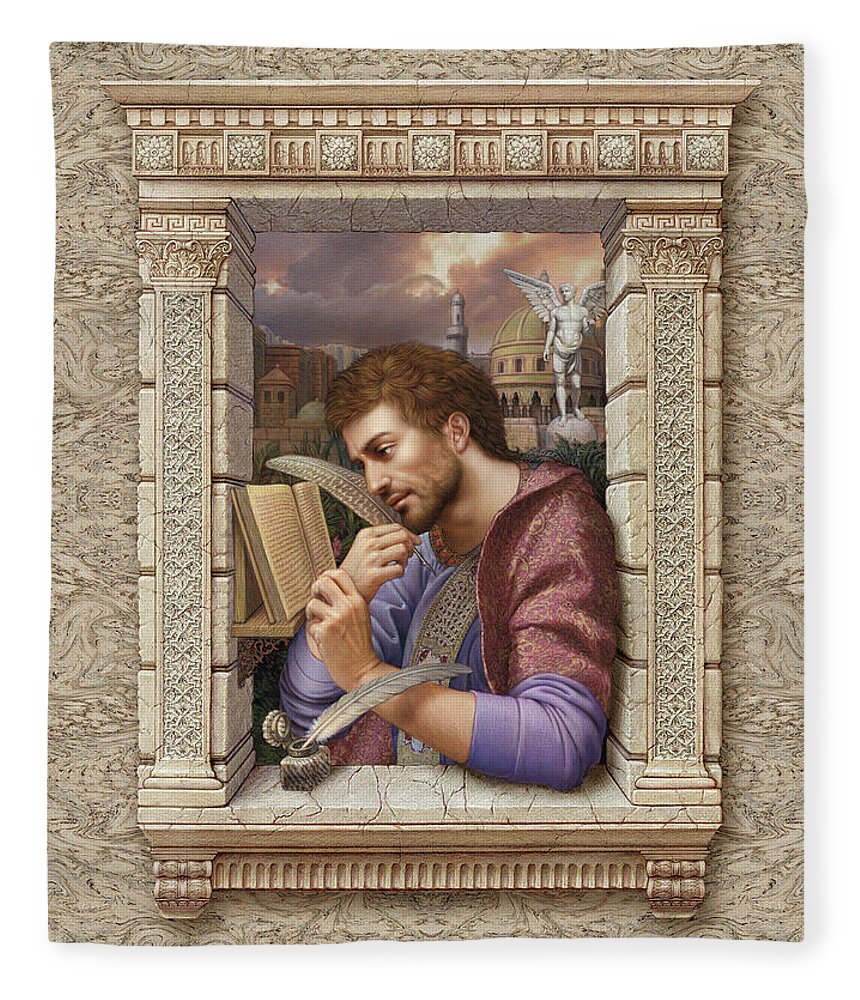 Christian Art Fleece Blanket featuring the painting St. Matthew by Kurt Wenner