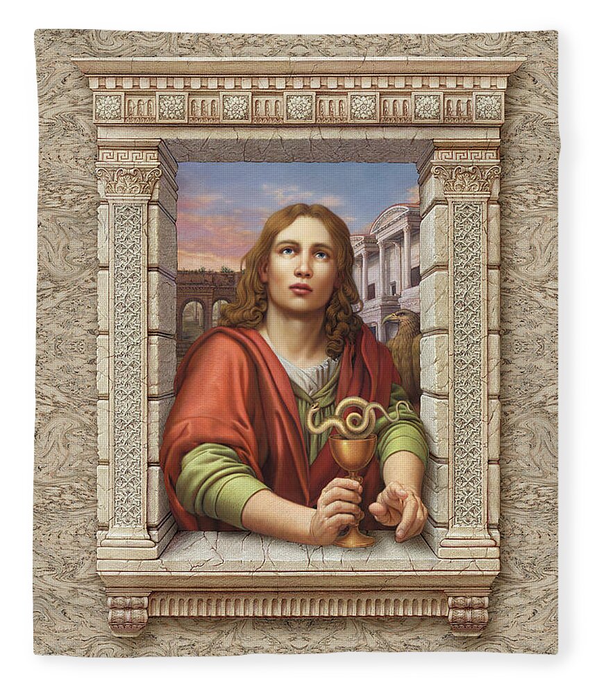 Christian Art Fleece Blanket featuring the painting St. John Evangelist by Kurt Wenner